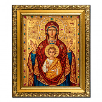 IKO-004-003 Икона Божией Матери Знамение, рамка 12,5х14,5см
