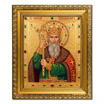 IKO-004-031 Икона святой равноапостольный князь Владимир, рамка 12,5х14,5см