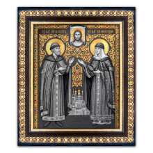 IKO-007-011 Икона Св. блгв. кн. Пётр и Феврония 12,5х14,5см