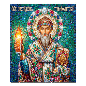 IKO-009-025 Икона магнитная Святой Спиридон Тримифунтский 68х95мм