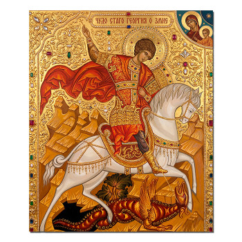 IKO-009-046 Икона магнитная Свт.великомученик Георгий Победоносец (Чудо) 68х95мм