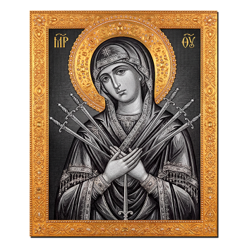 IKO-009-074 Икона магнитная Божия Матерь Семистрельная 68х95мм