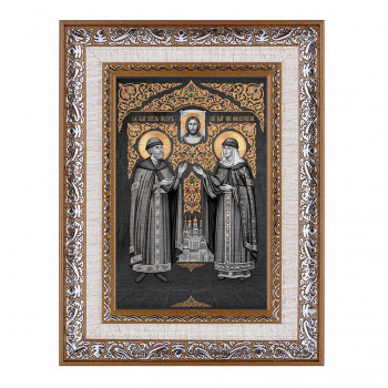 IKO-010-011 Икона Св. блгв. кн. Пётр и Феврония 15х21х1,5см