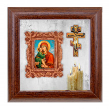 IKO-012-002 3D Икона Божией Матери Донская, 12х12х3см