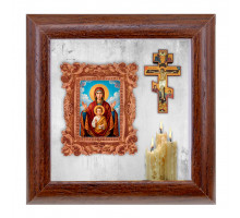 IKO-012-103 3D Икона Божией Матери Знамение, 12х12х3см