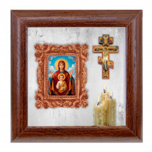 IKO-012-103 3D Икона Божией Матери Знамение, 12х12х3см