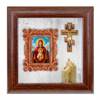 IKO-012-103 3D Икона Божией Матери Знамение, 12х12х3см