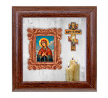 IKO-012-106 3D Икона Божией Матери Семистрельная, 12х12х3см