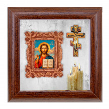 IKO-012-107 3D Икона Господь Вседержитель, 12х12х3см