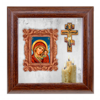 IKO-012-121 3D Икона Божией Матери Казанская, 12х12х3см