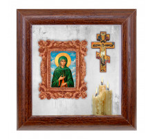 IKO-012-129 3D Икона Святая блаженная Ксения Петербургская, 12х12х3см