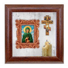 IKO-012-129 3D Икона Святая блаженная Ксения Петербургская, 12х12х3см