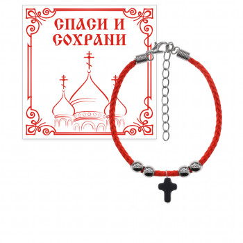 KB2-010 Браслет с подвеской Крест, шунгит