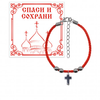 KB2-012 Браслет с подвеской Крест, гематит