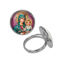 KLB051 Кольцо металлическое Богородица с Иисусом