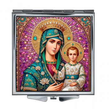 ZER2-1441 Складное зеркало квадратное Богородица с Иисусом
