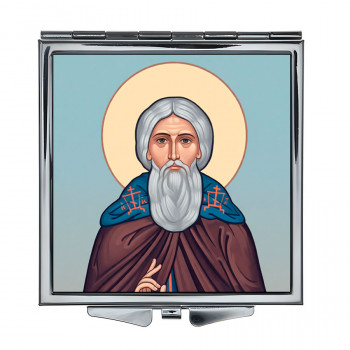 ZER2-1492 Складное зеркало квадратное Сергей Радонежский